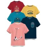 Pack of 5 Multicolour and Multiprinted T.shirts